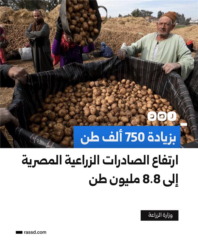 وزير الزراعة يعلن عن تحقيق الصادرات الزراعية المصرية 8.8 مليون طن حتى الآن بزيادة 750 ألف طن عن العام الماضي، مع تصدر الموالح القائمة وتوسع المنتجات المصرية في الأسواق العالمية