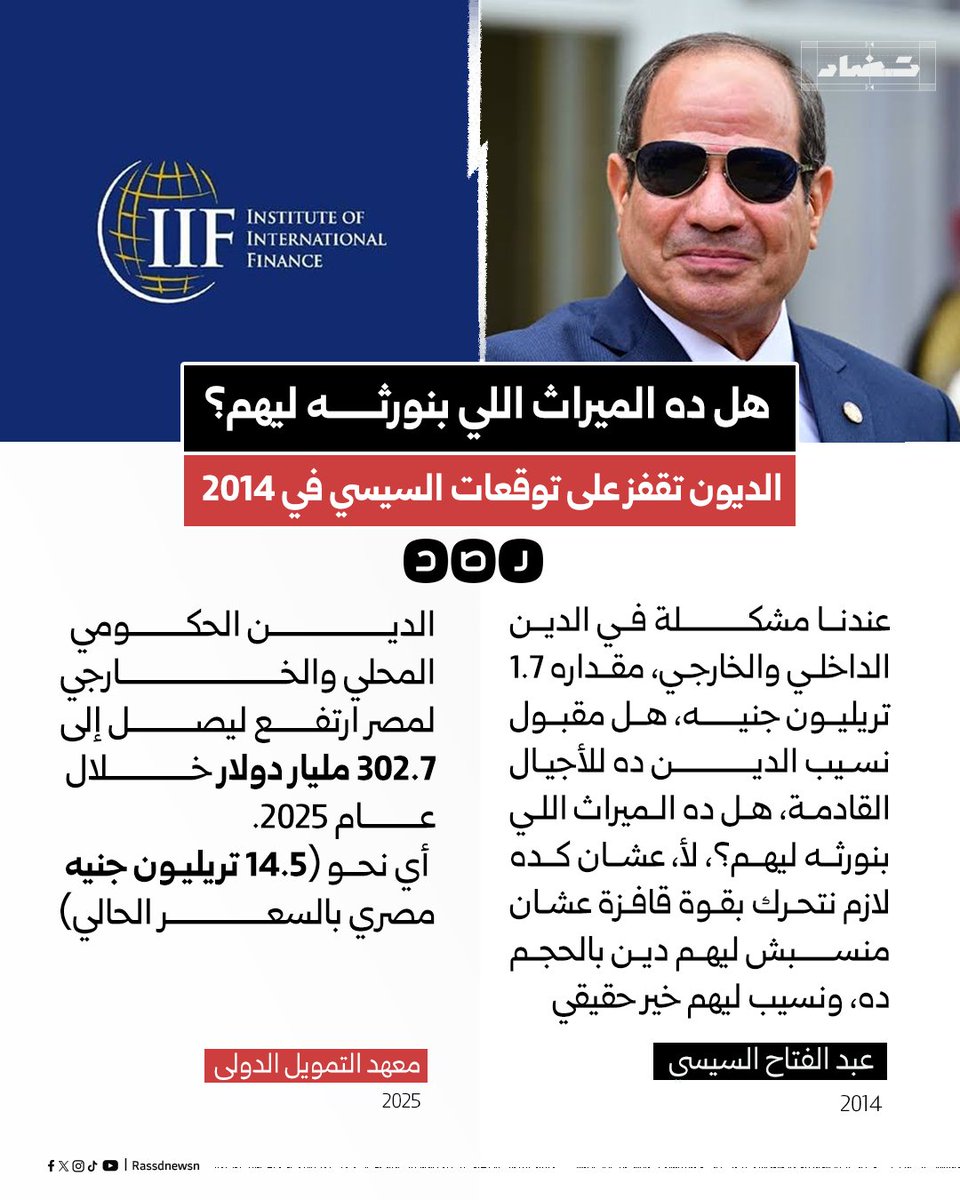 كانت 1.7 تريليون جنيه.. «هل ده الميراث اللي بنورثه ليهم؟».. الديون تقفز على توقعات السيسي خلال عام 2014